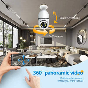 Cámara Espía 360° Grados,  seguridad Videovigilancia HD  Wifi altavoz VISIÓN NOCTURNA